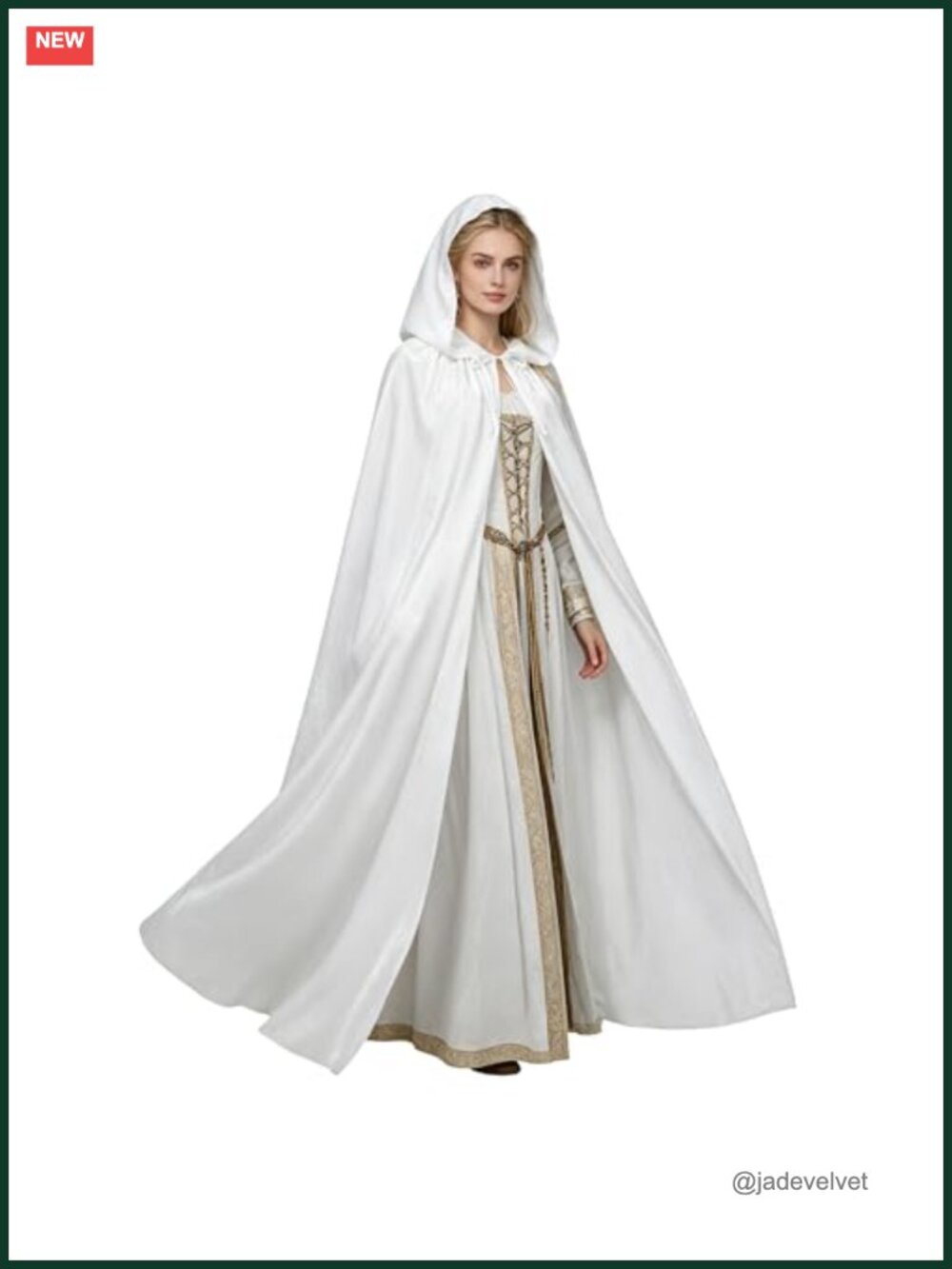 Velvet Hooded Cloak Adult Renaissance Witch Wizard Costume Cape